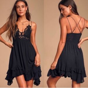 Free People Adella slip mini strappy dress xs black